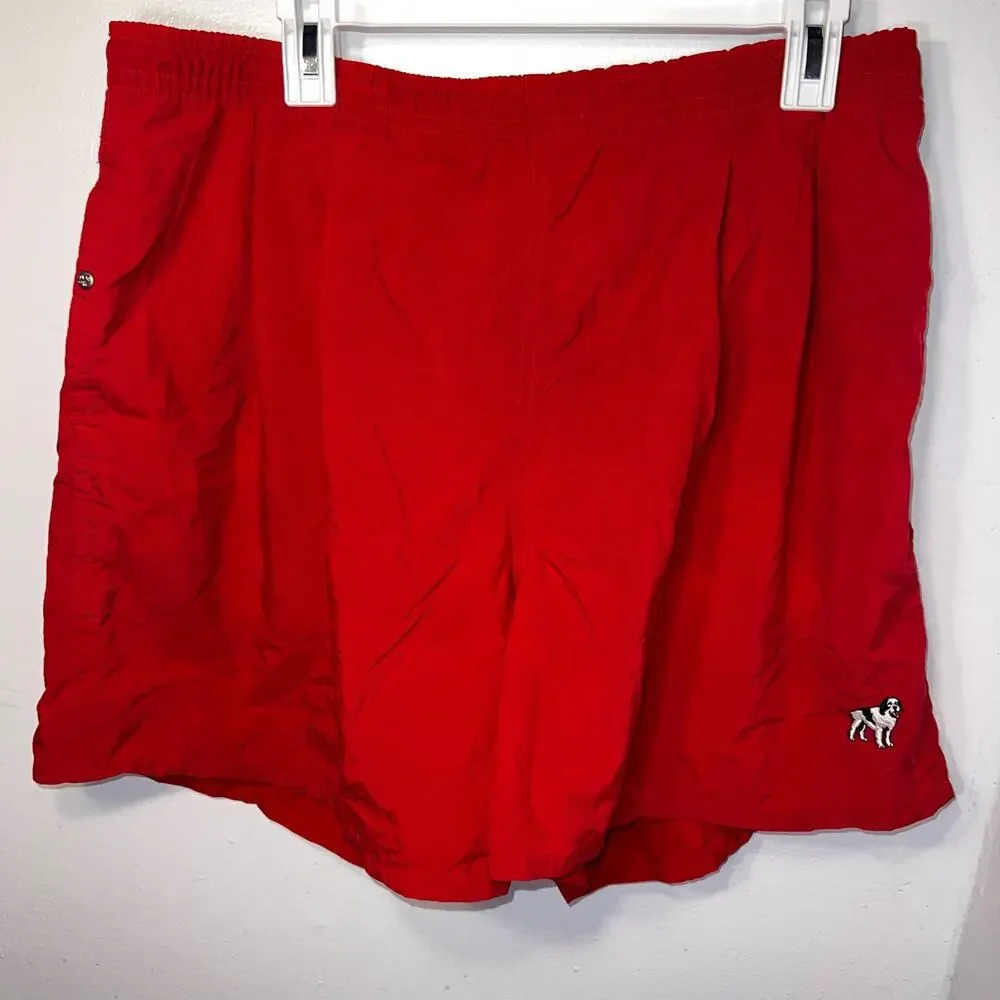 Big Dogs, L,men’s drawstring mesh lined logo button snap swim shorts